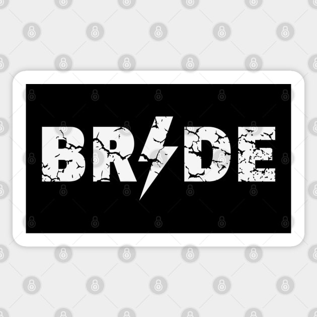 Bride Rocks (Hen Night / Bachelorette Party / Heavy Metal / Vintage / White) Sticker by MrFaulbaum